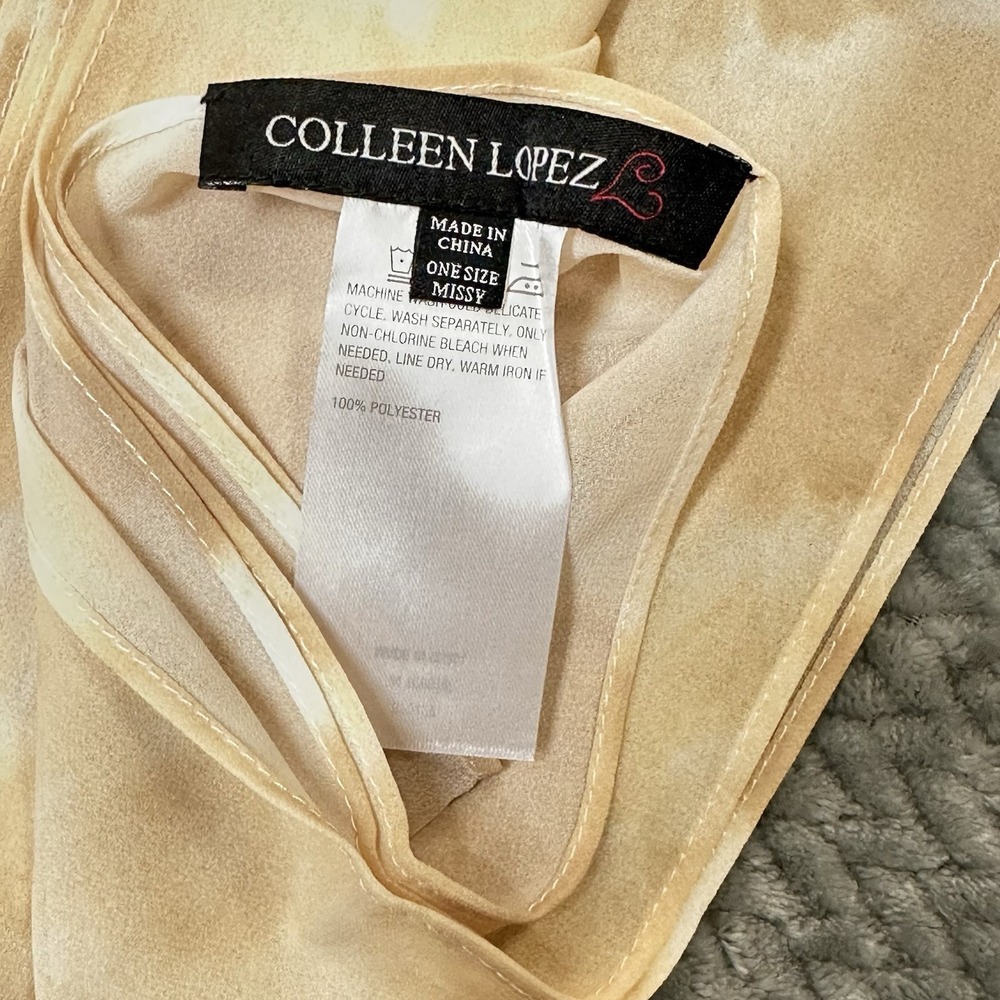 Colleen Lopez Shawl Wrap Scarf Bohemian Chic Hippy Sheer Tie Dye Neutral Beige - Picture 2 of 10